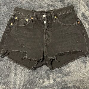 Levi's Black Frayed Jean Shorts